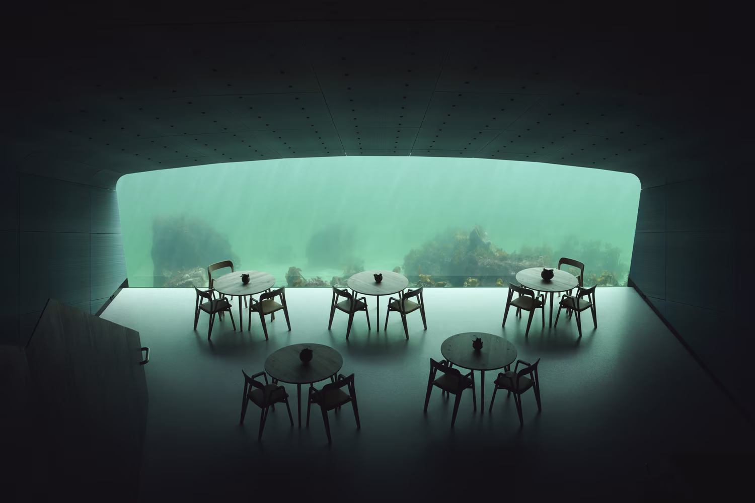 Dizaina vēstījums un valoda šodien (Biophilic design. Under (Underwater Restaurant), Snohetta (Photo - Ivar Kvaal))